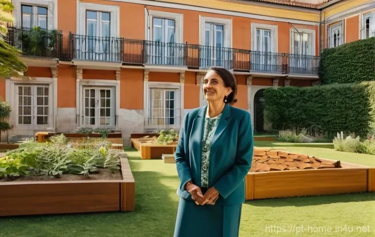 주택관리사로서의 커리어 전환 방법 - **Prompt:** A serene and professionally managed condominium courtyard in Lisbon, Portugal, bathed in...
